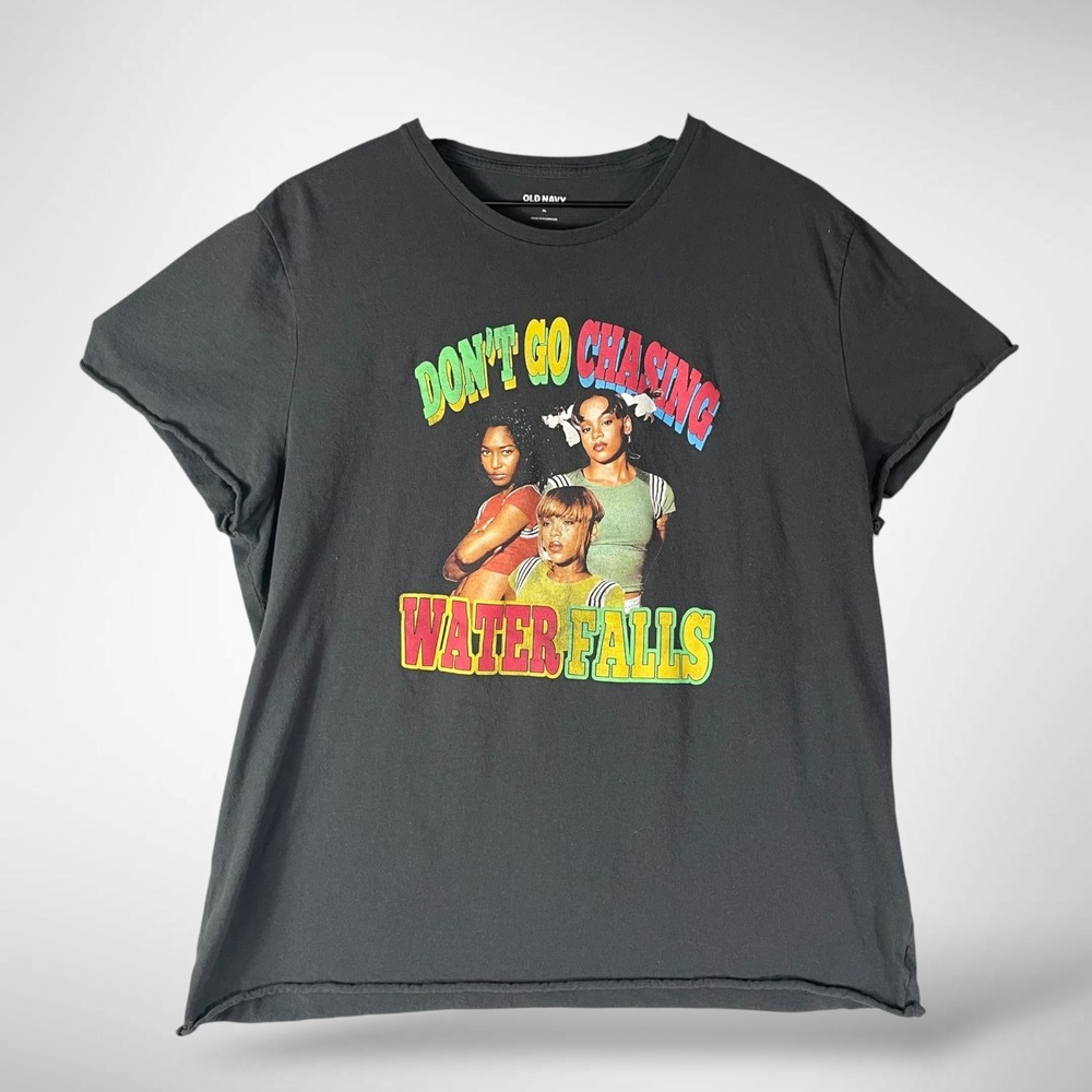 Old‎ Navy TLC Don't Go Chasing Waterfalls Graphic T-Shirt XL Grey Distressed